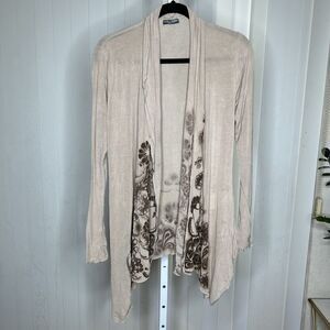 Fiorella Rubin Draped Cardigan Floral Print Beige Nude Made in Italy Size XS